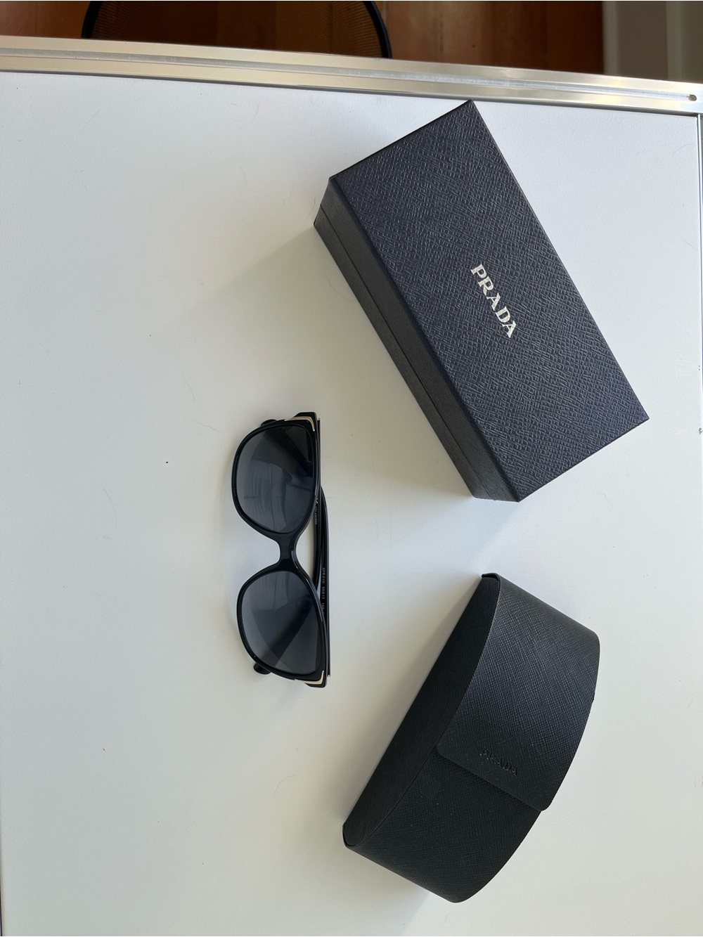 Prada Black Round Sunglasses with Black Case